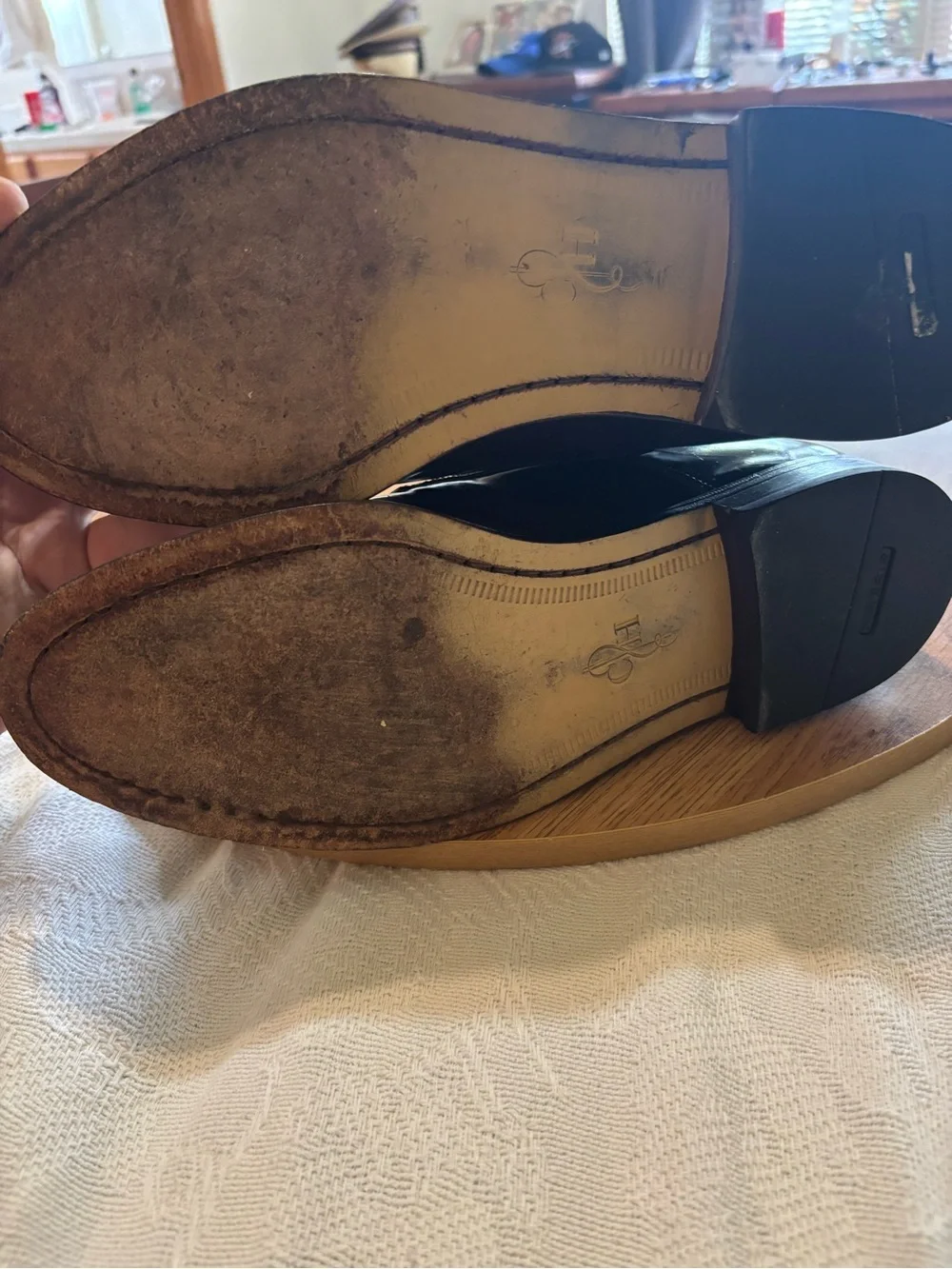 Cole Haan Dark Brown Leather Apron-Toe Oxfords